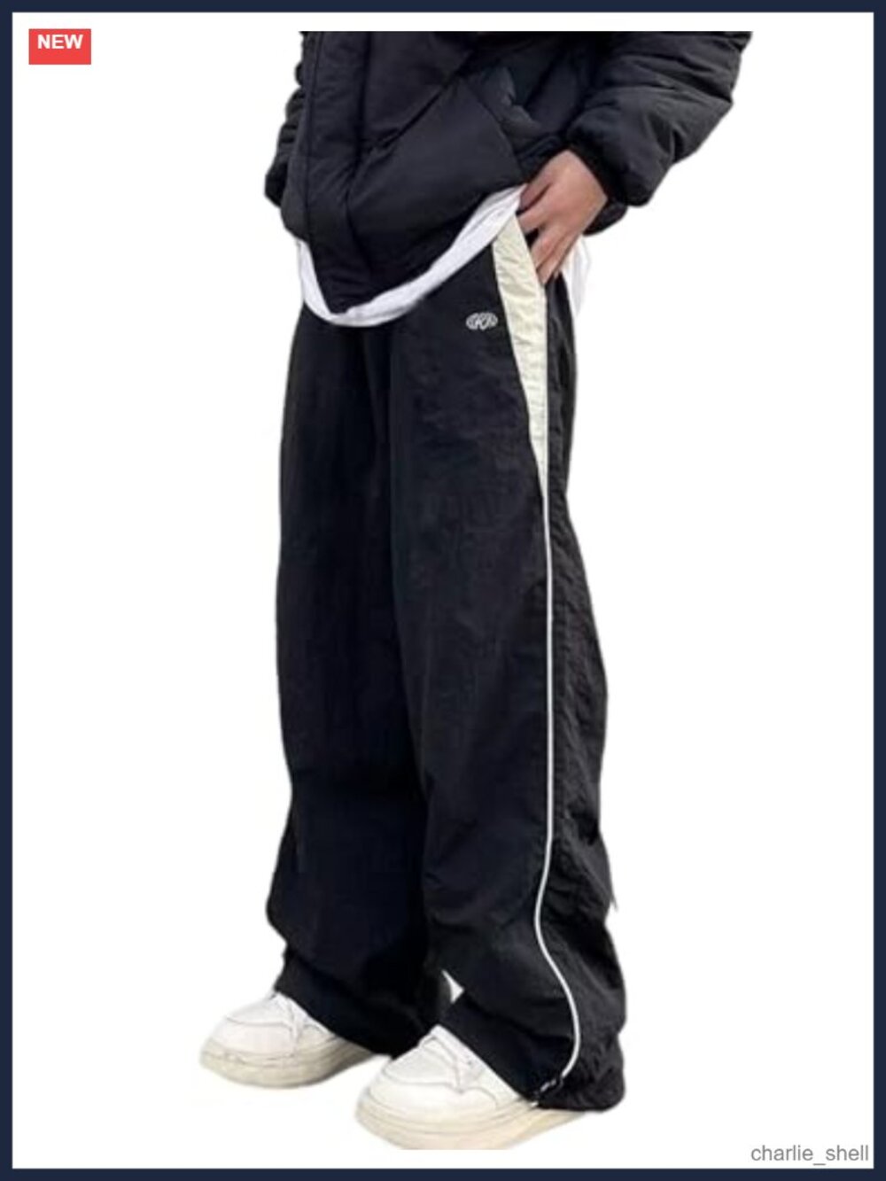 Men's Baggy Sweatpants Y2K Wide Leg Drawstring Joggers Polyester Streetwear